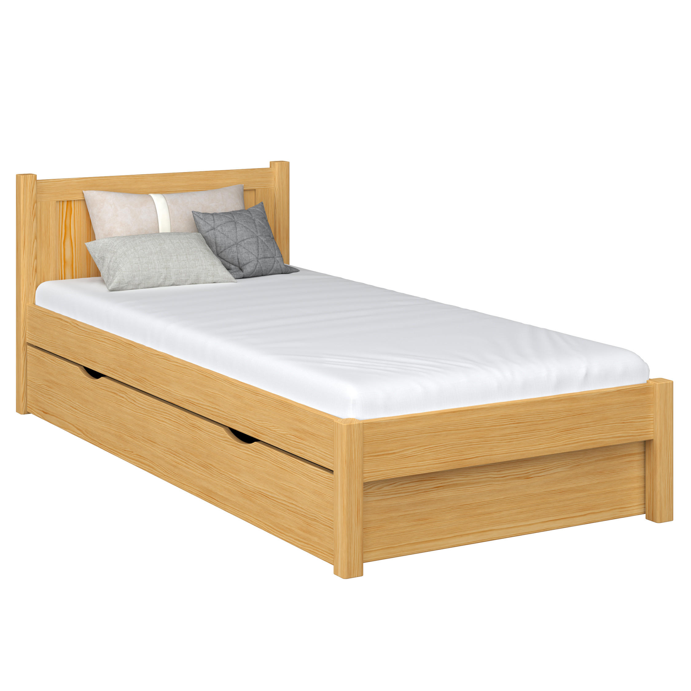 BETT mit Schublade N02 Naturkiefer 80/200 - Hellbraun, Naturmaterialien/Holz (80/200cm) - N-Wood