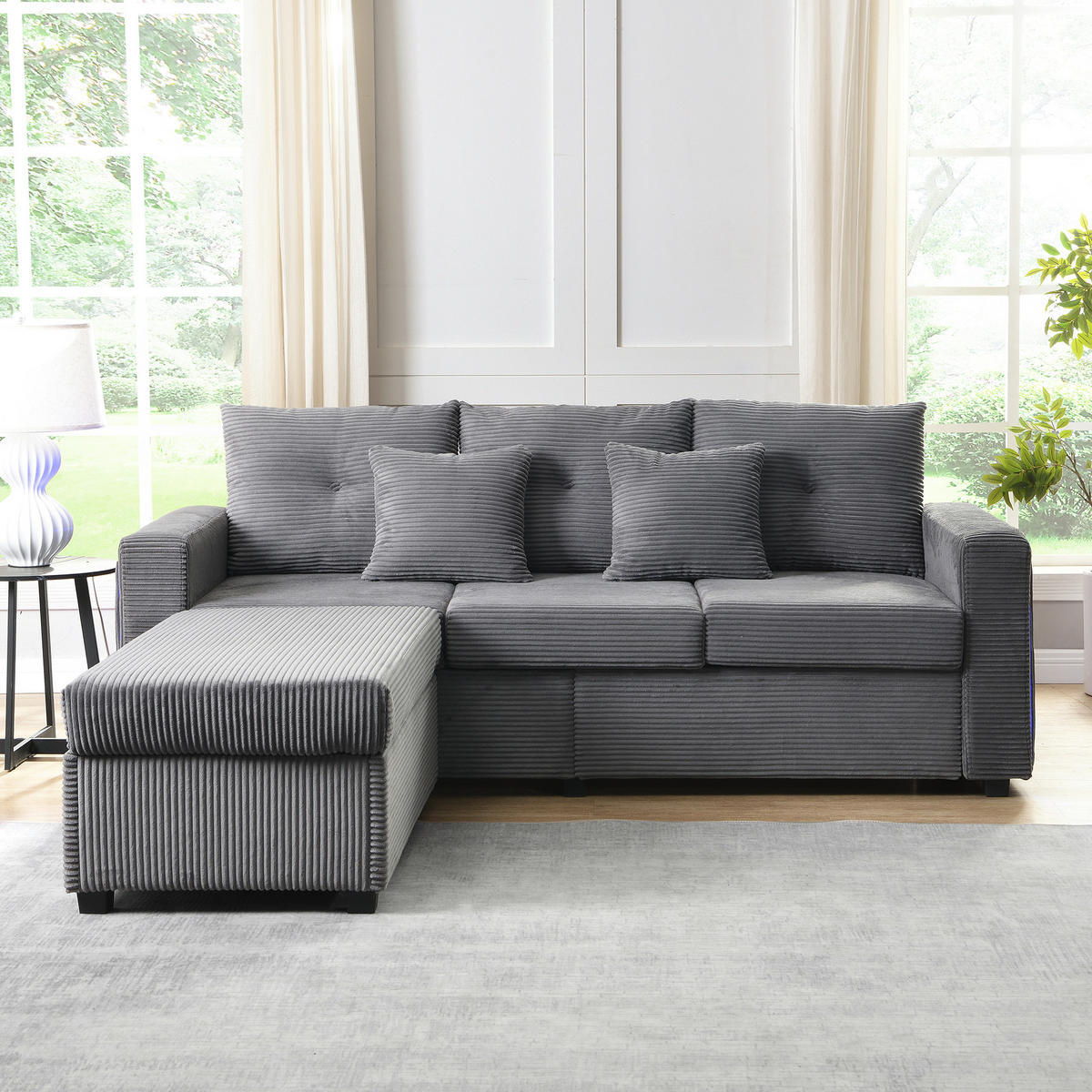 ECKSOFA 184/84,5/85,5 cm Antikgrau - Grau, Textil (84.5/184cm)