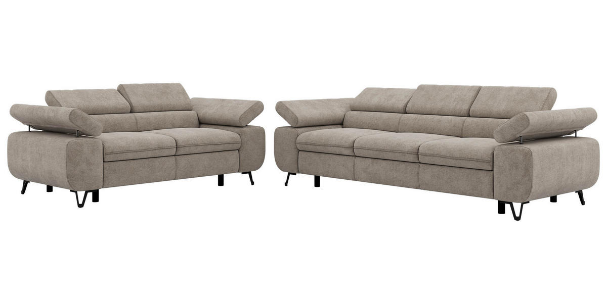 SEDACÍ SOUPRAVA PETER 2+3 - Šedobéžová Strukturovaná látka - černá/šedobéžová, kov/textil (262/76/99cm) - MKS