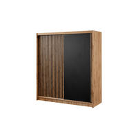 SCHWEBETÜRENSCHRANK DRAVEN 203/215/60,5 cm 2-türig Eiche Wotan - Eiche Wotan/Schwarz, Holzwerkstoff (203/215/60.5cm) - MASSENO