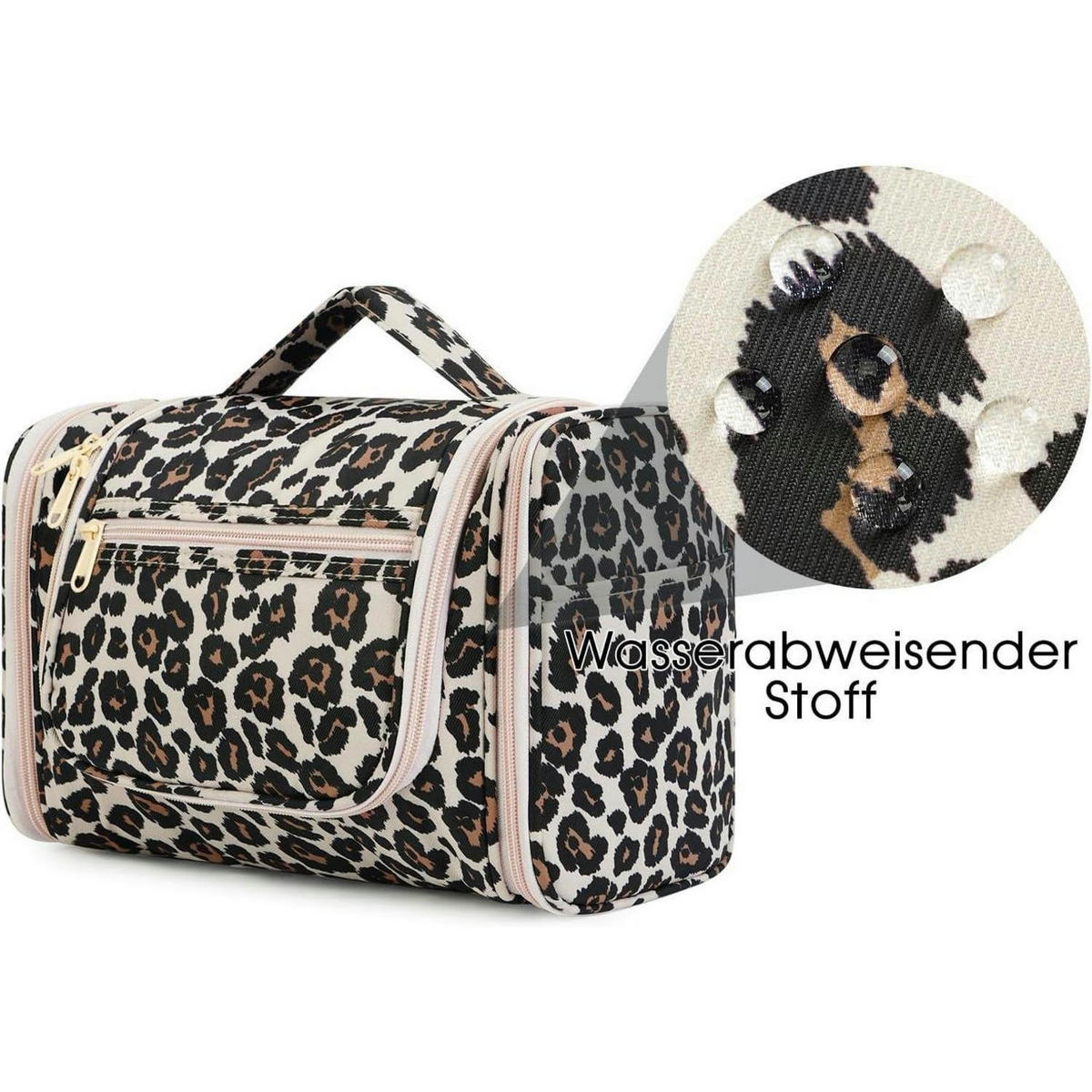 WASCHTASCHE zum Aufhängen mit Leopardenmuster Rosa - Multicolor, Textil (5/2/5cm)