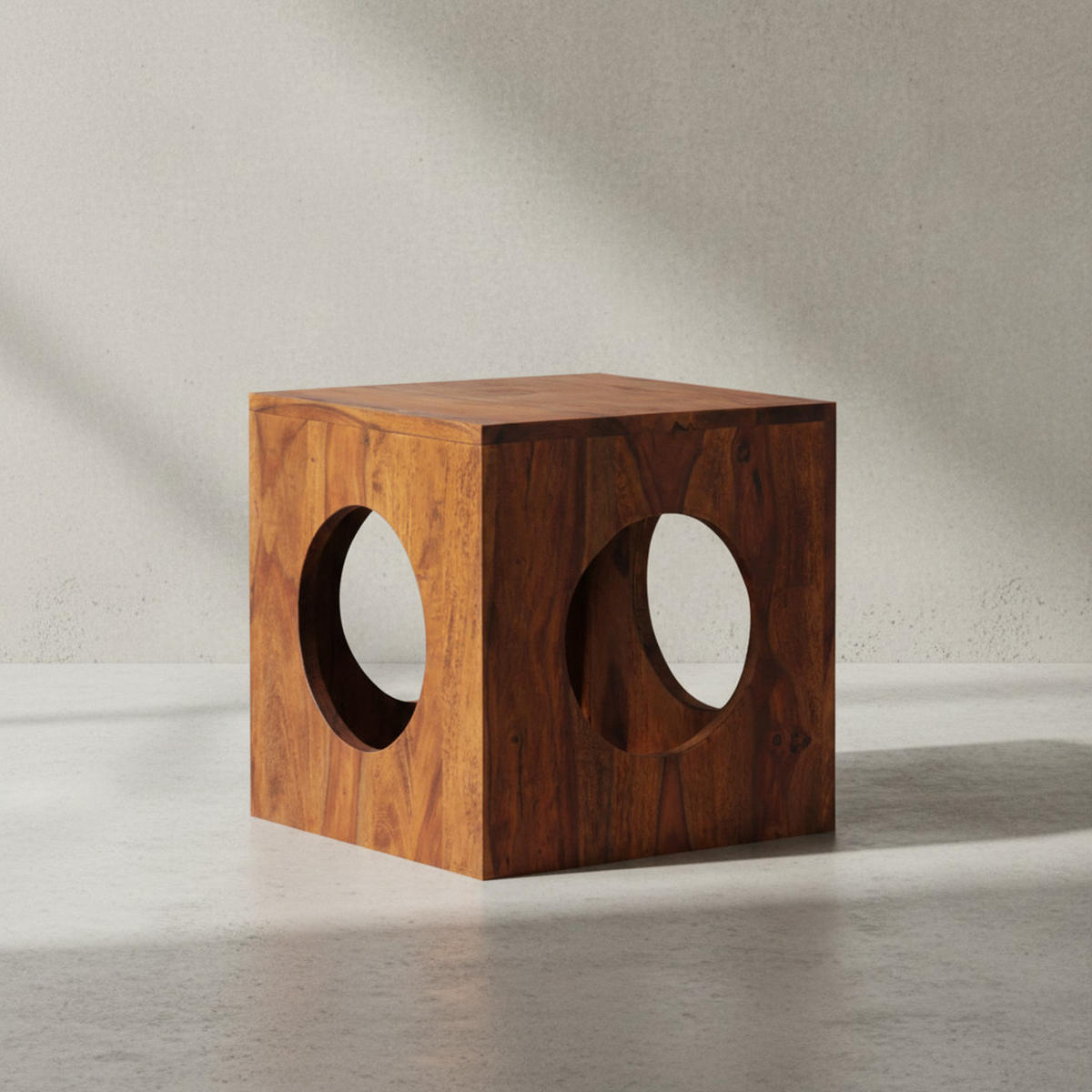 BEISTELLTISCH – Massivholz quadratisch Cube Design mit Stauraum handgefertigt - Braun, Holz (35/35/35cm) - KADIMA DESIGN