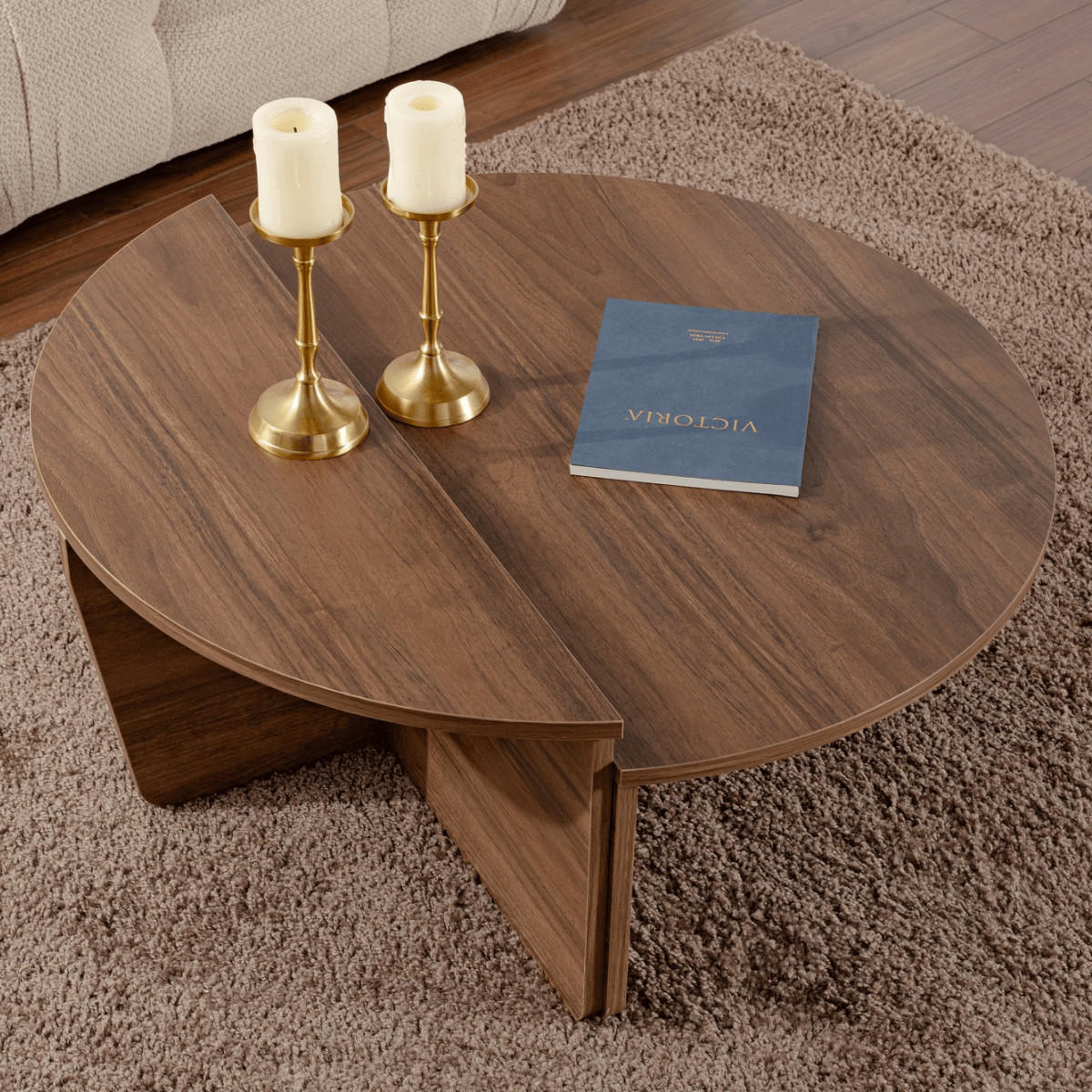 COUCHTISCH (2er-Set) orion 90/90/35 cm - Nussbaumfarben, Holzwerkstoff (90/90/35cm) - Calicosy