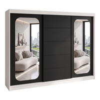 SCHWEBETÜRENSCHRANK BELANO 200 cm. Innenausstattung: Comfort plus - Schwarz/Weiß, Holzwerkstoff (200/215/59.5cm) - A&J MöbelLand