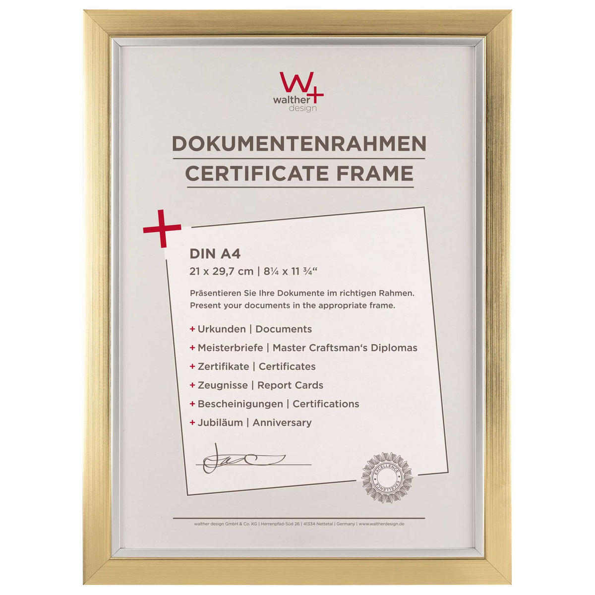 BILDERRAHMEN Beyond Designrahmen 21x29,7 cm CHAMPAGNER-GOLD - Champagner, Kunststoff (26/35/1.7cm) - walther design