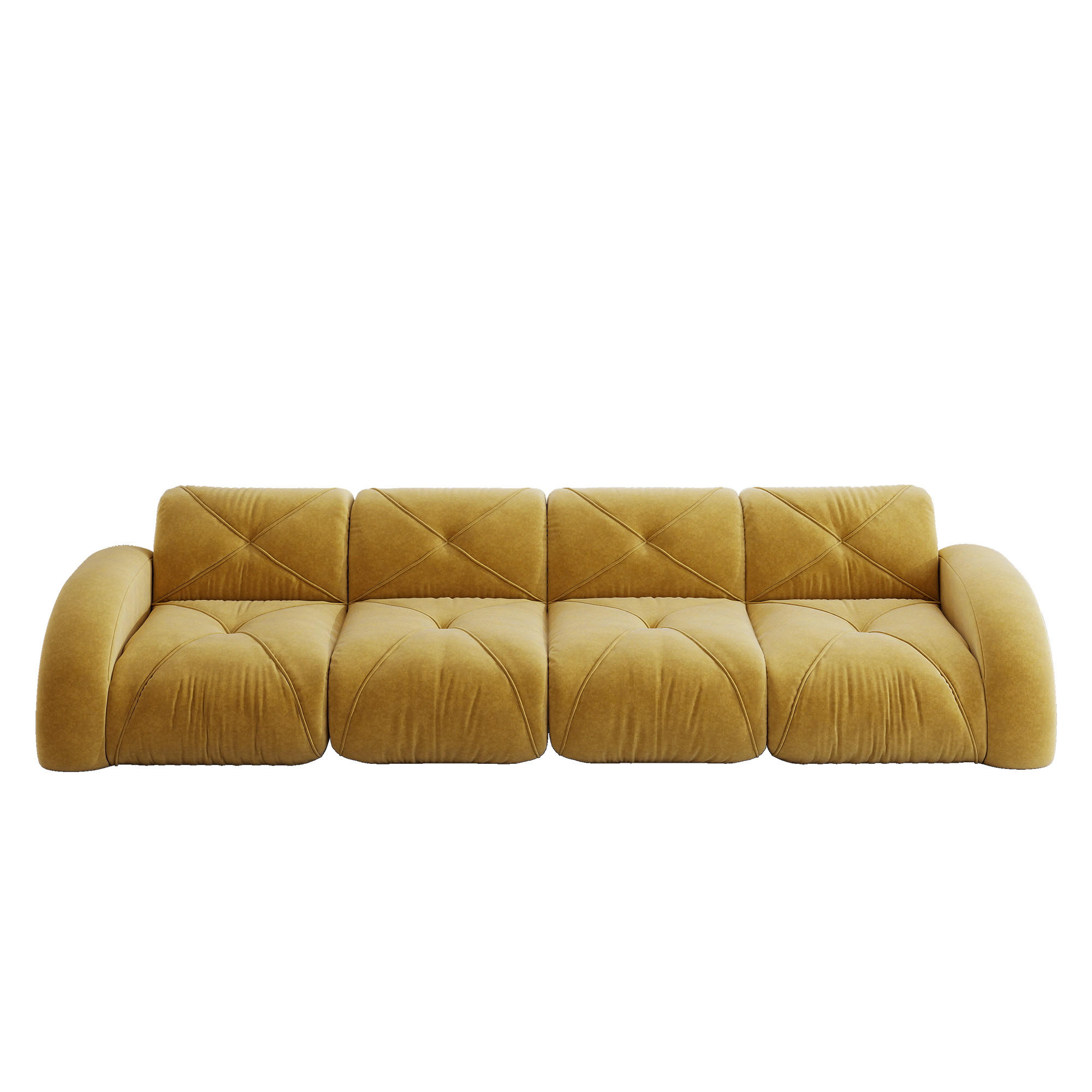 4-SITZER SOFA Chenille Gelb - Gelb, Textil (358/76/95cm) - WISHDOR