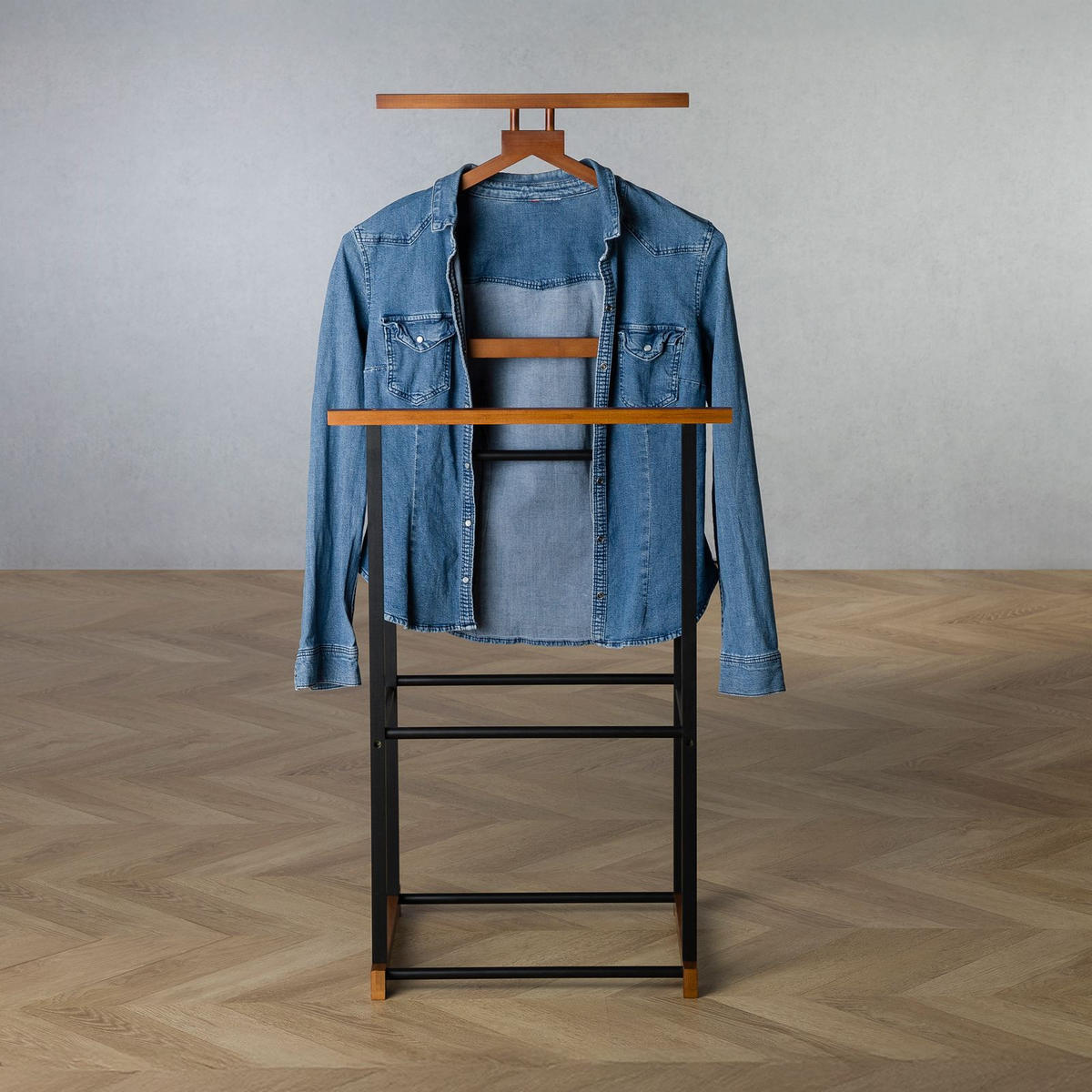 HERRENDIENER KANNA - Dunkelbraun/Schwarz, Holz (49/109/40cm) - IDIMEX