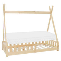 KINDERBETT Tipi mit Matratze 80x160 cm Natur - Naturfarben, Holz (86/150/168cm) - ML-DESIGN