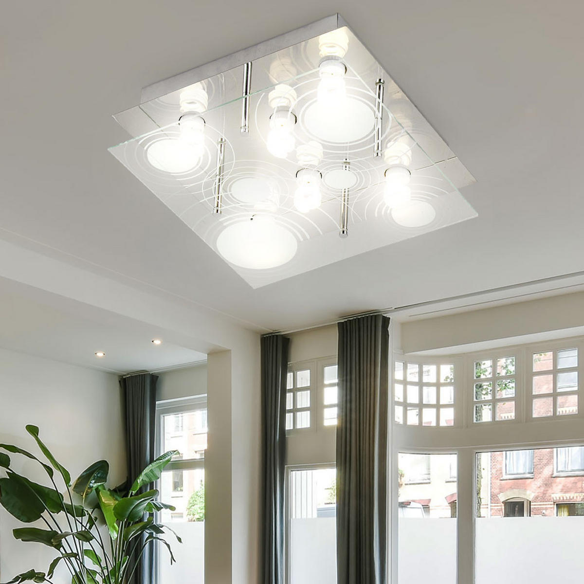 LED DECKENLEUCHTE TRITON Silber Metall Glas - Silberfarben, Glas (33/33/12.5cm) - Globo Lighting