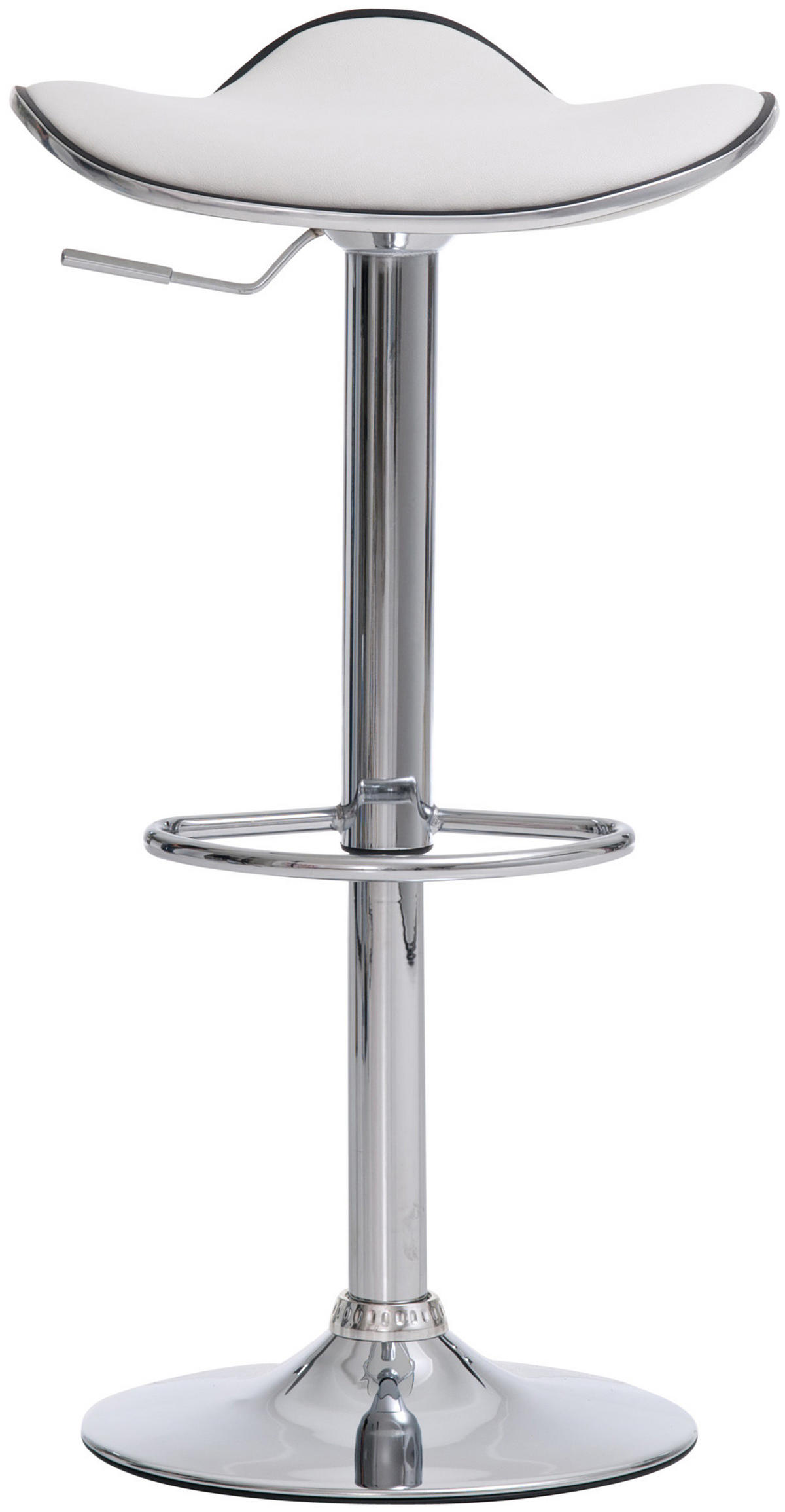 BARHOCKER 2er Set Lederlook Weiß - Chromfarben/Weiß, Textil/Metall (45/71/45cm) - CLP