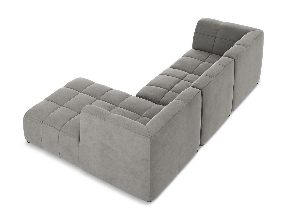 ECKSOFA Bouclé Stoff Beige - Sandfarben/Schwarz, Holzwerkstoff/Kunststoff (251/251cm) - Makamii
