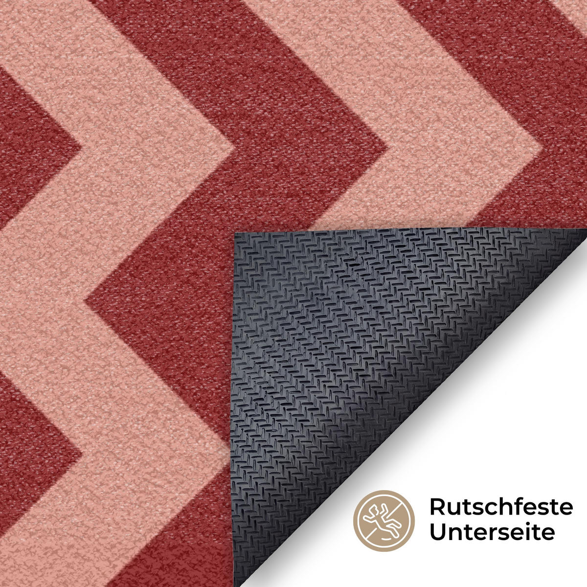 FUSSMATTE Zickzack - Streifen - Muster - Rot Schmutzfänger 180x120 cm - Bordeaux, Kunststoff (180/120cm) - MuchoWow
