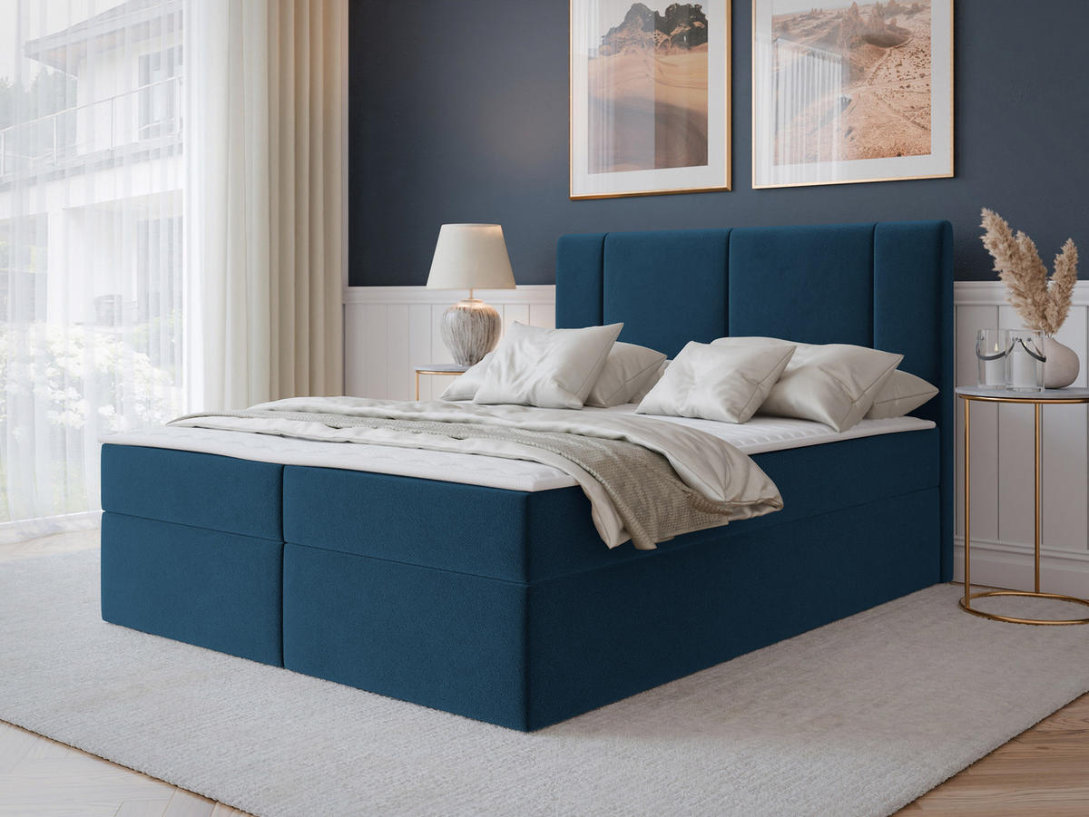 BOXBETT Michelle 180x200 - H3 - Blau/Schwarz, Holzwerkstoff/Kunststoff (180/200cm) - MIRJAN24