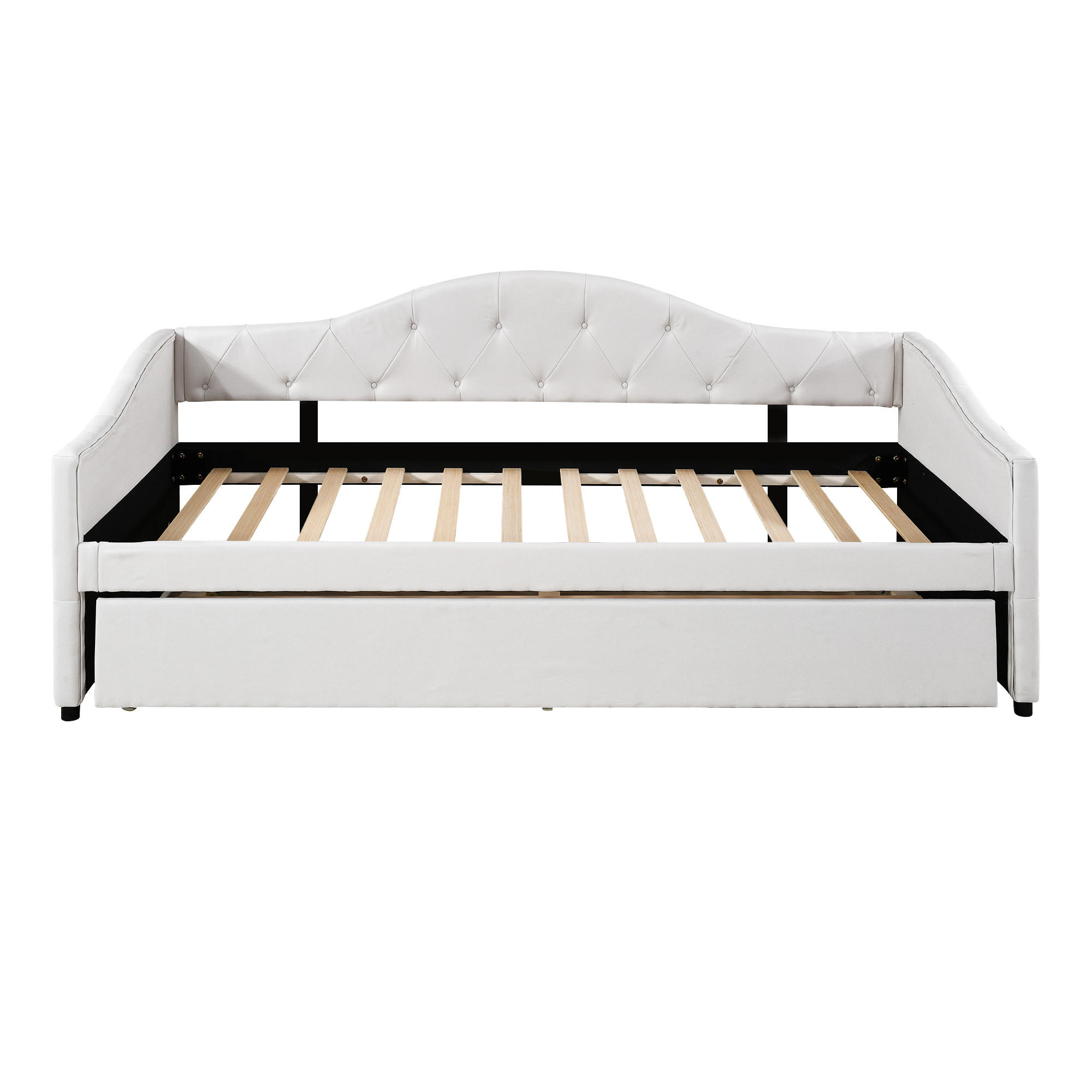 TAGESBETT 90/200 cm DE-33103 mit Ausziehbett und Leinenbezug Beige - Beige, Holzwerkstoff (90/200cm) - ComfortXL