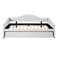TAGESBETT 90/200 cm DE-33103 mit Ausziehbett und Leinenbezug Beige - Beige, Holzwerkstoff (90/200cm) - ComfortXL