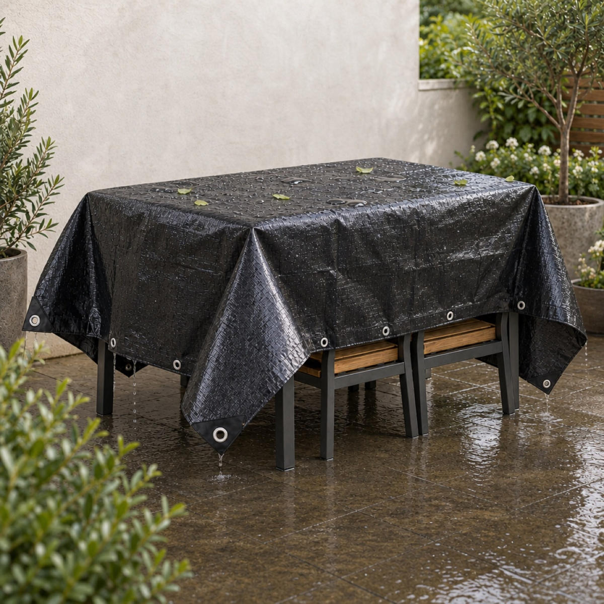 PRELATĂ Neagră impermeabilă 3x4 m - negru, material plastic (400/300/0.1cm) - Relaxdays