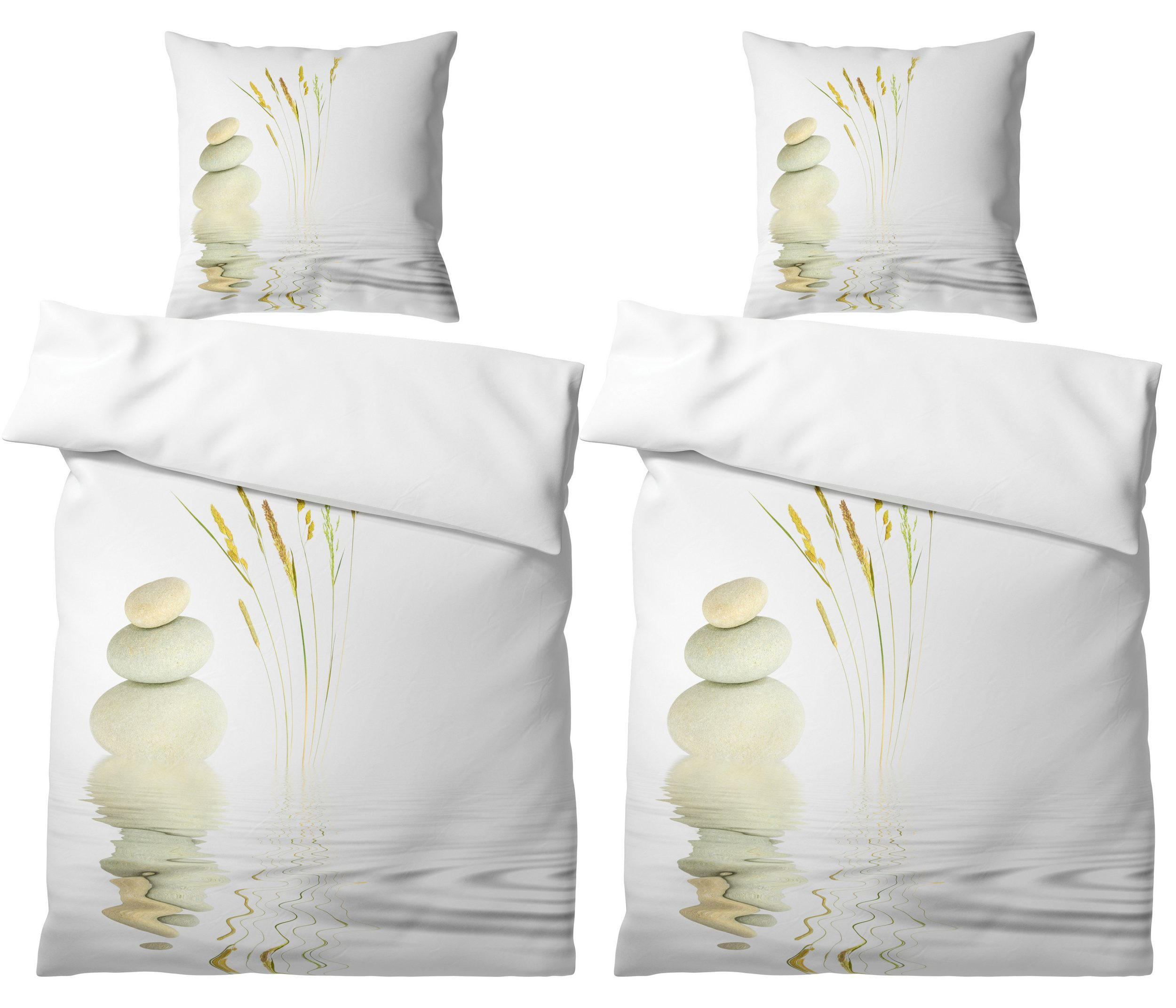 BETTWÄSCHE 4-teilig Balance - Weiß, Naturmaterialien (135/200cm) - Sanilo