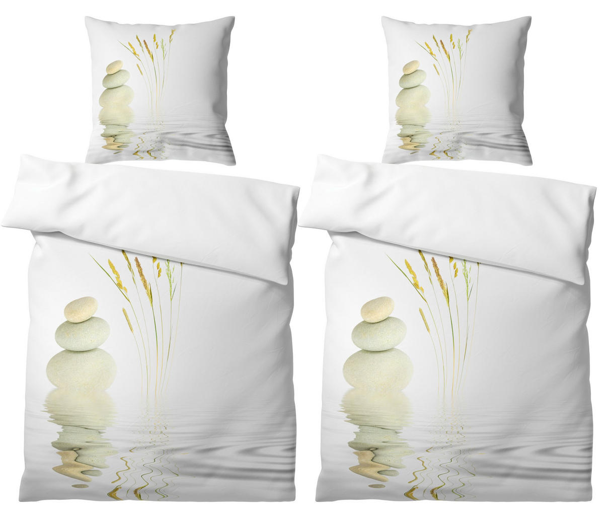 BETTWÄSCHE 4-teilig Balance - Weiß, Naturmaterialien (135/200cm) - Sanilo