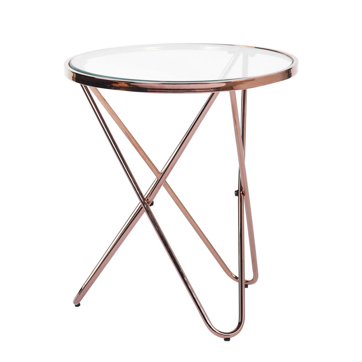 BEISTELLTISCH rundes Glas Roségold - Transparent/Roségold, Glas/Metall (45/45/50cm) - Urban Meuble