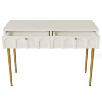 SCHMINKTISCH Cremeweiß und Golden 100/76,5/45 cm - Beige, Holzwerkstoff/Metall (100/76.5/45cm) - Urban Meuble