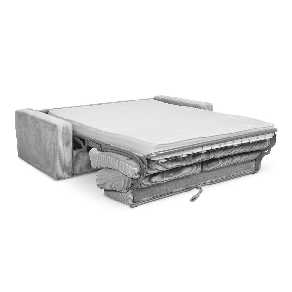 3-SITZER SOFA mit Schlaffunktion Cord Stoff Grau - Hellgrau/Schwarz, Kunststoff/Textil (195/80/100cm) - LaMiaSofa