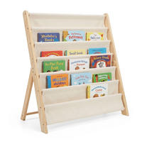 BÜCHERREGAL Weiß Natur Kinder 6 Stofffächer 80x75x30 cm - Creme, Holz/Textil (75/80/30cm) - Relaxdays