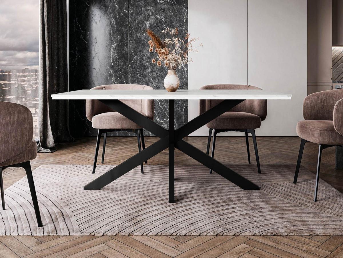 ESSTISCH Wero - Schwarz/Weiß, Holzwerkstoff/Metall (90/160/74cm) - MIRJAN24