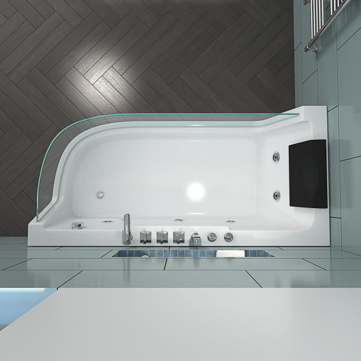 WHIRLPOOL CARICA - Rechts - Weiß, Keramik (170/59/80cm) - Home Deluxe