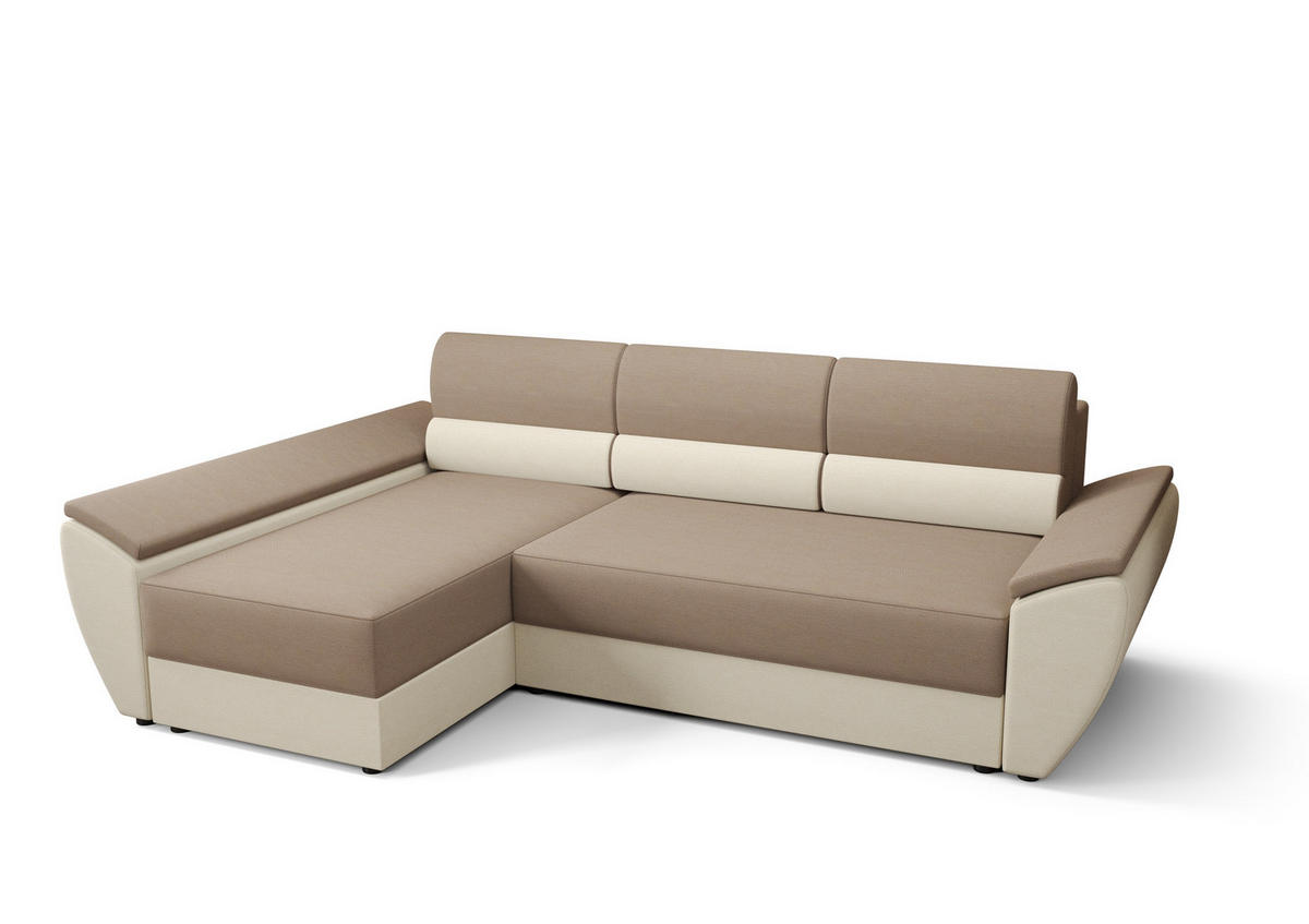ECKSOFA L REBI L3 Rainbow 05/16 Links mit Schlaffunktion, Beige/Creme - Beige/Creme, Textil (251/140cm)