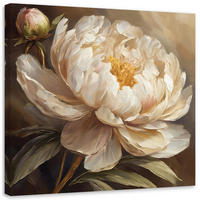 WANDBILD gemalte pfingstrose - Beige, Textil (50/50cm) - Feeby