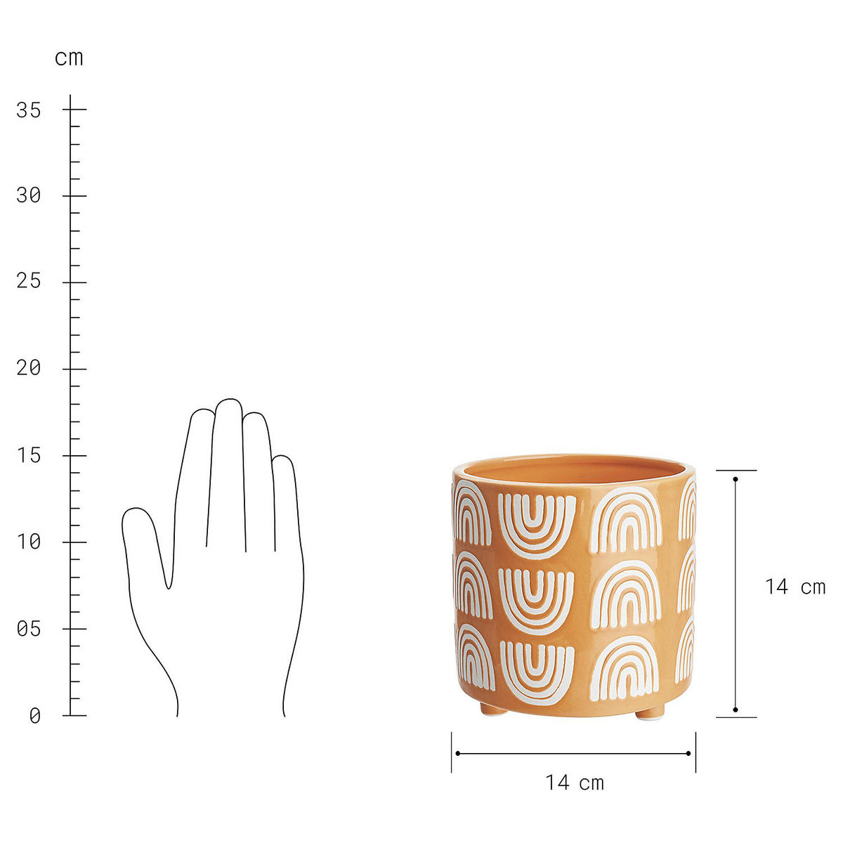 BLUMENTOPF (4er Set) Happy Rainbow - Gelb, Keramik (14cm) - Butlers