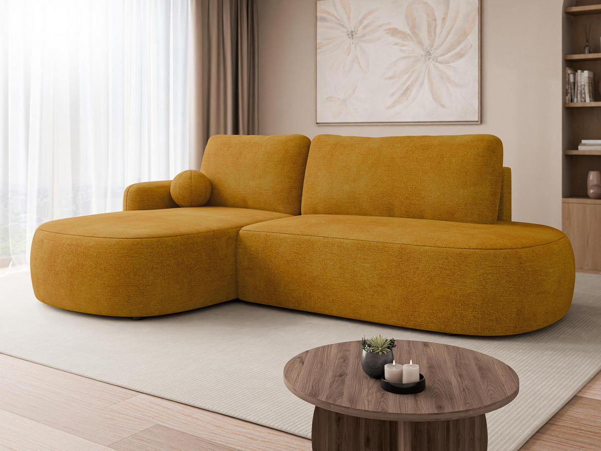 ECKSOFA Loridu O, Seite: Links - Gelb/Schwarz, Holz/Kunststoff (274/174cm) - MIRJAN24