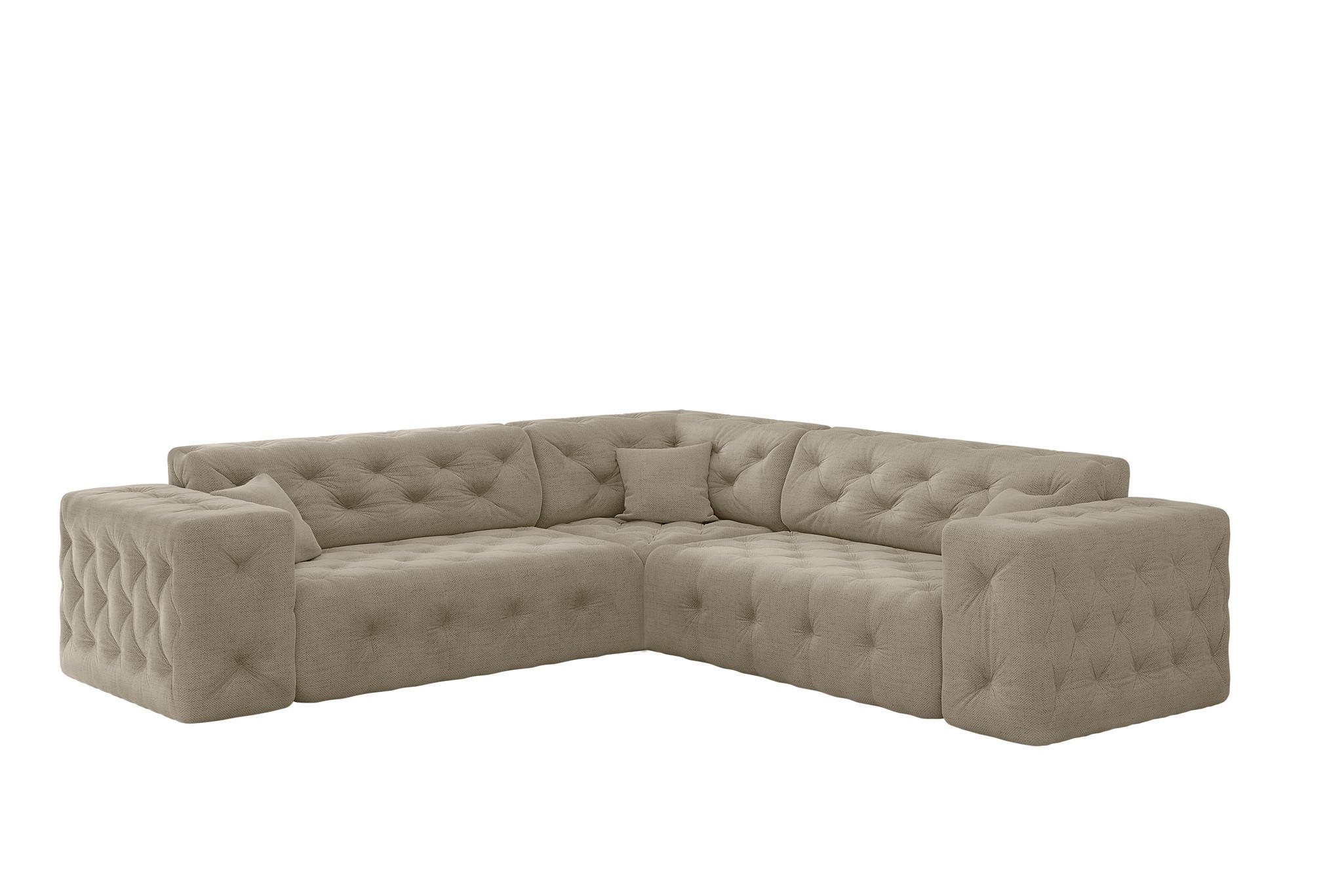 ECKSOFA Chantal In Moly - Beige, Holzwerkstoff/Textil (246/246cm) - Fun Möbel