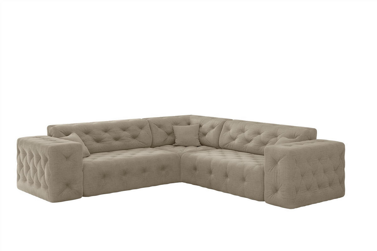 ECKSOFA Chantal In Moly - Beige, Holzwerkstoff/Textil (246/246cm) - Fun Möbel