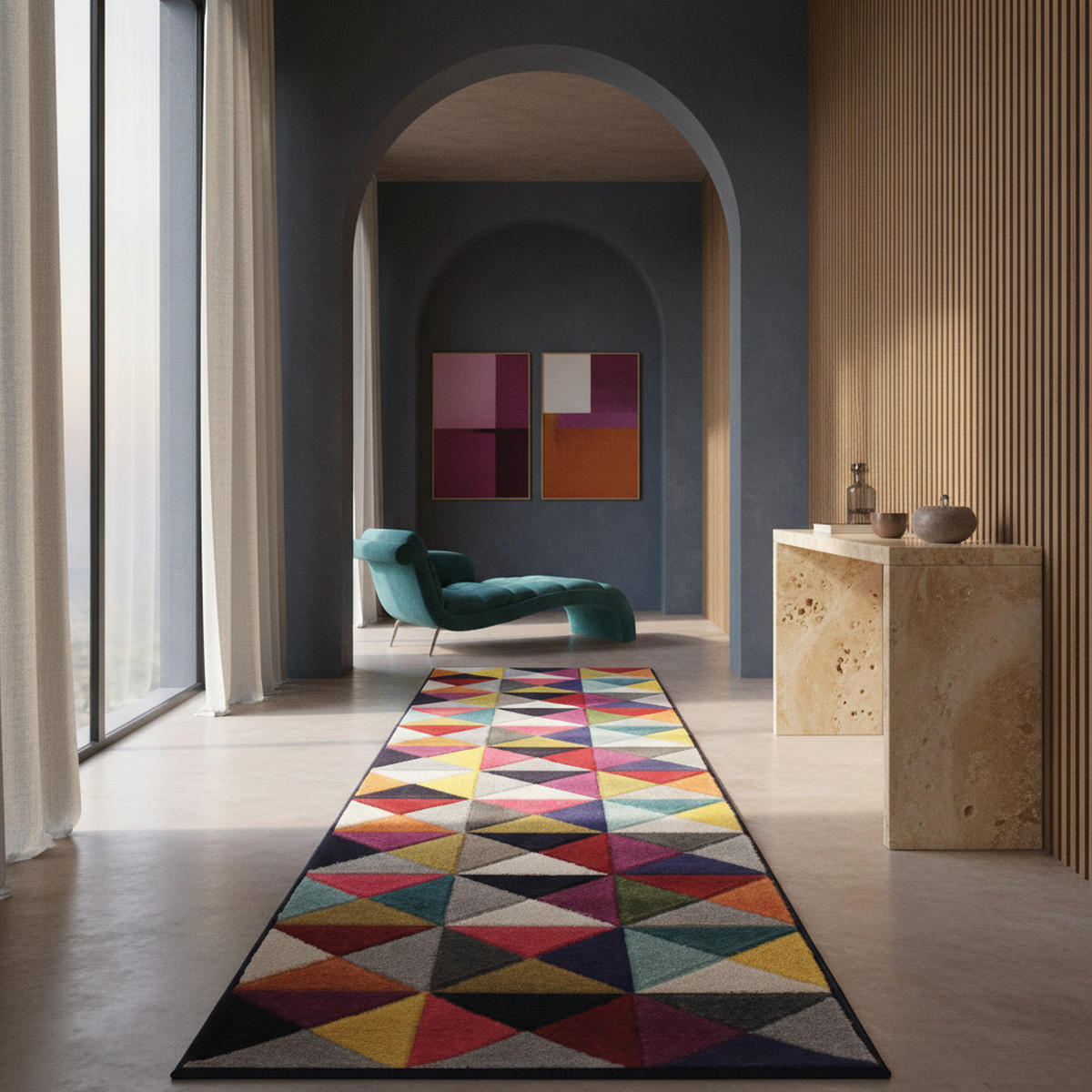 TEPPICH Bunt-Geometrisch-Design, designerstark MEON BEN, Multi 66x300 cm - Multicolor, Textil (66/300cm) - KADIMA DESIGN