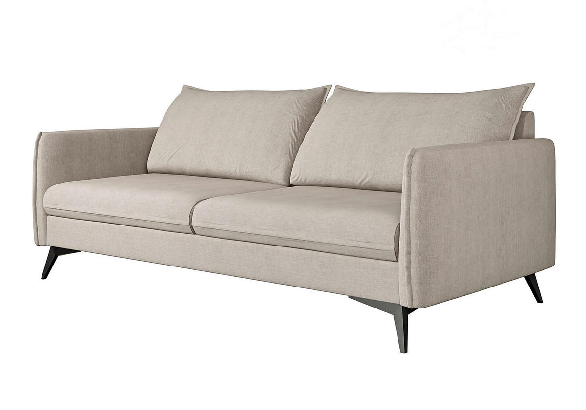 3-SITZER-SOFA Pulse Beige Luxusmicrofaser - Ecru/Beige, Holz/Textil (199/86/91cm) - S-Style Möbel