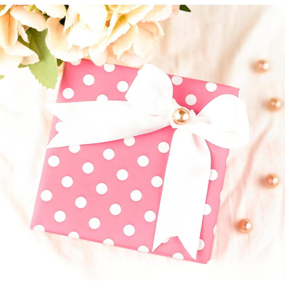GESCHENKPAPIERROLLE Wendbar Rosa/Punkte 43,2 cm x 10 m - Rosa, Papier (43.2/43.2/43.2cm)
