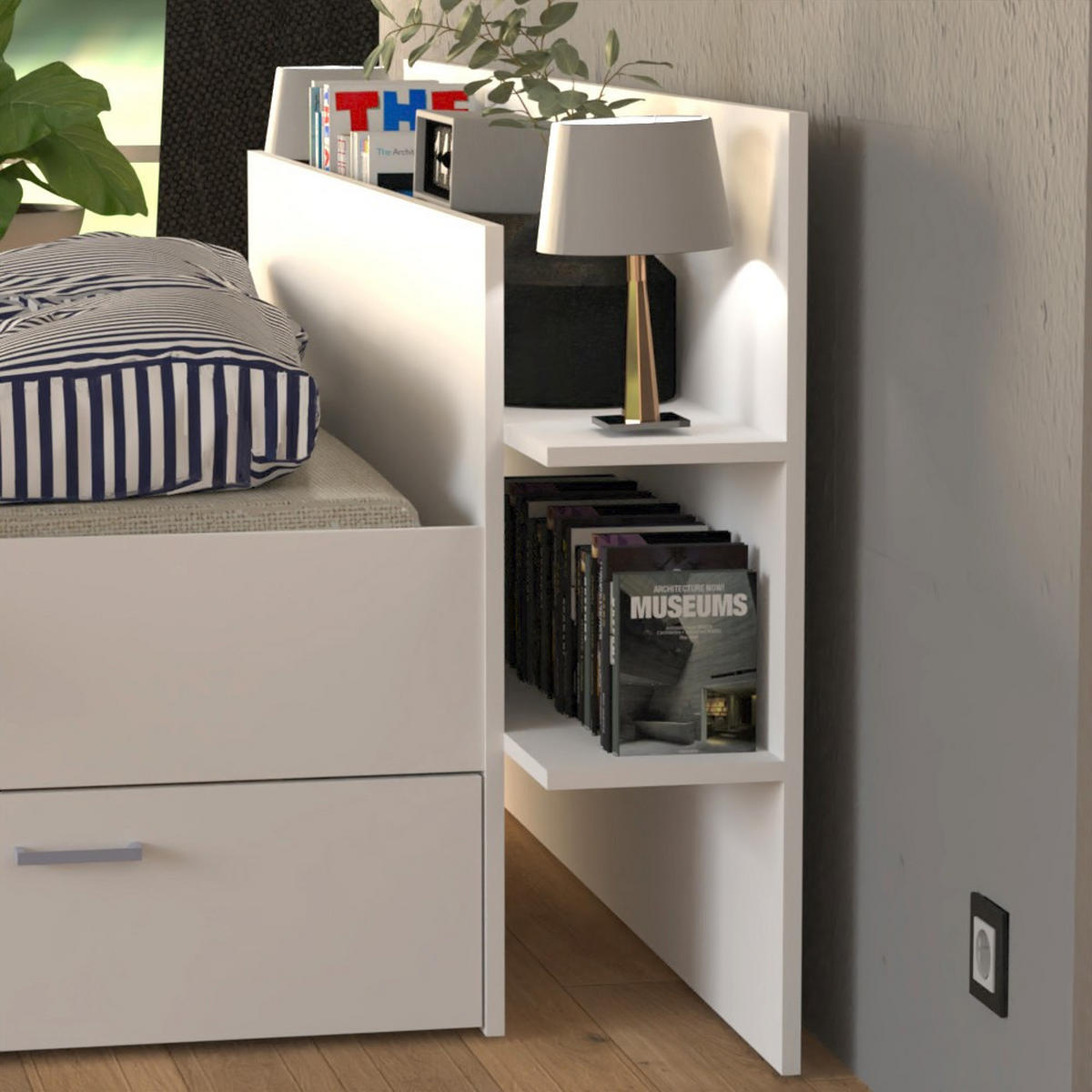 BETT SAMBA mit Schubladen / Bett 140x190 - Weiß - Weiß, Holzwerkstoff (140/190cm) - Weber Industries