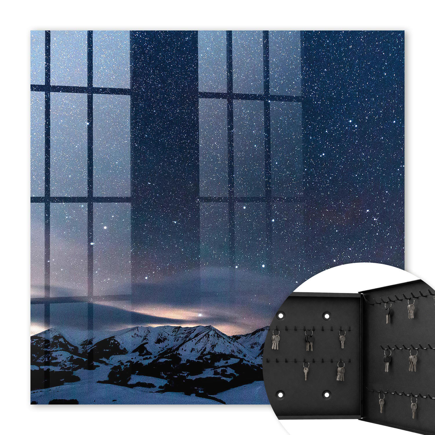 SCHLÜSSELBOX Schwarz 30x30 cm- Türöffnung nach rechts - Bergnacht - Blau, Metall (30/30/5cm) - TULUP