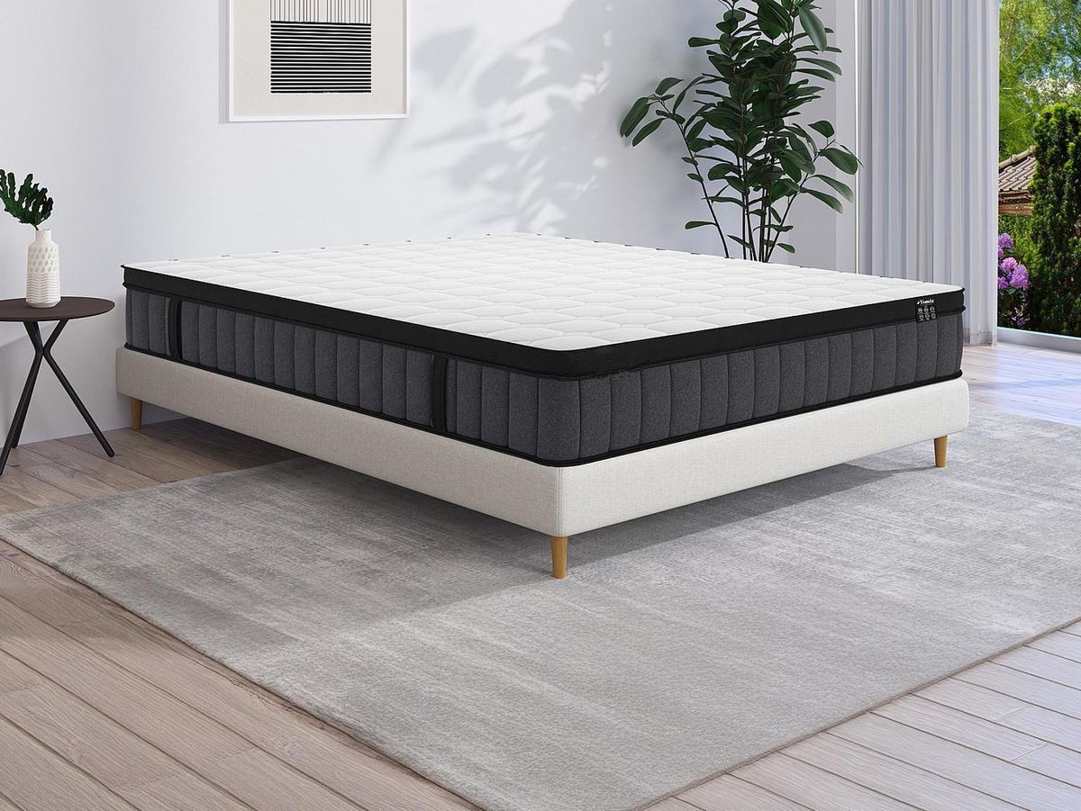 STANDARDMATRATZE - 2 Personen - stoff - weiß Tolca - Weiß, Textil (160/200cm) - Vente-Unique