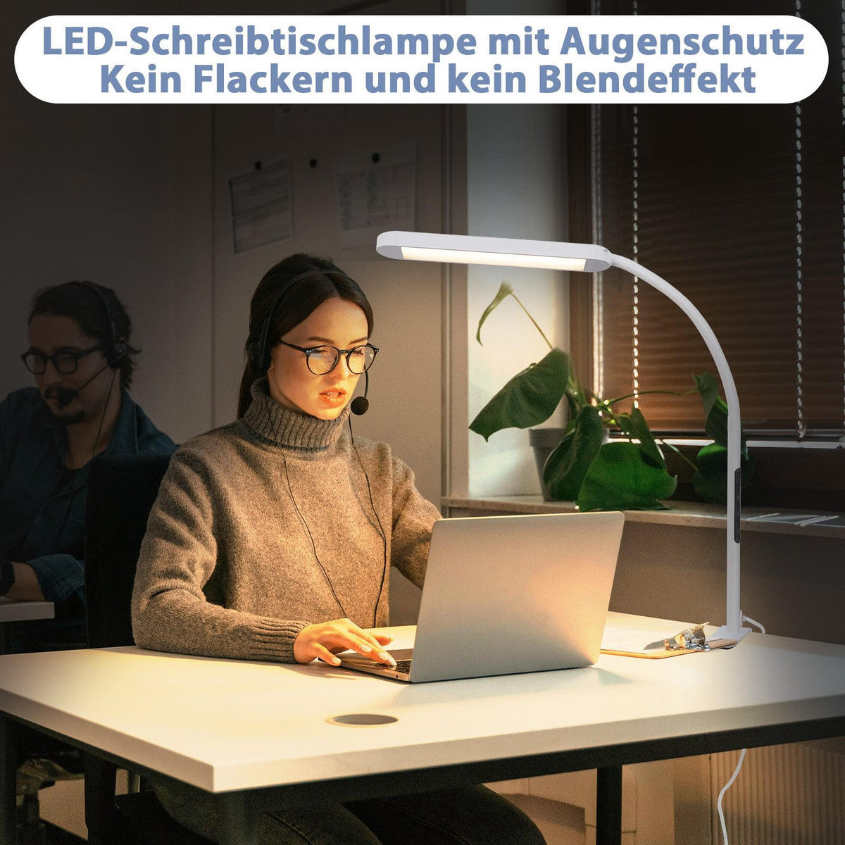 LED stolní lampa Abresch 56,5/51,5/1,9 cm - bílá, kov (56.5/51.5/1.9cm) - Nettlife