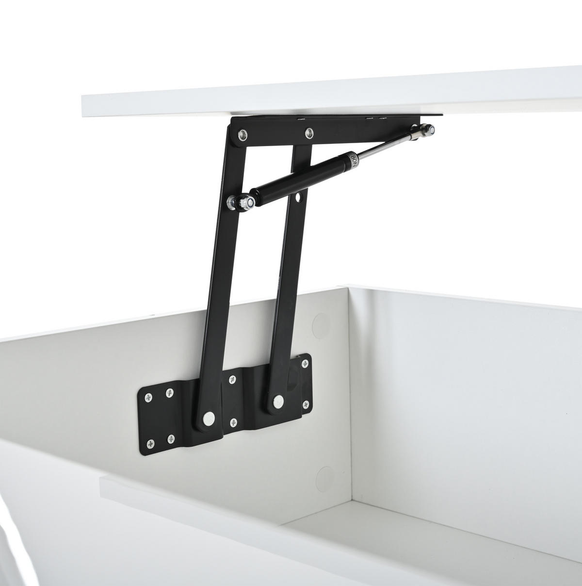 COUCHTISCH aus Spanplatte 75x53x54 cm in Weiß mit LED & anhebbarer Tischplatte - Weiß, Holzwerkstoff (75/80/40cm) - Modfu