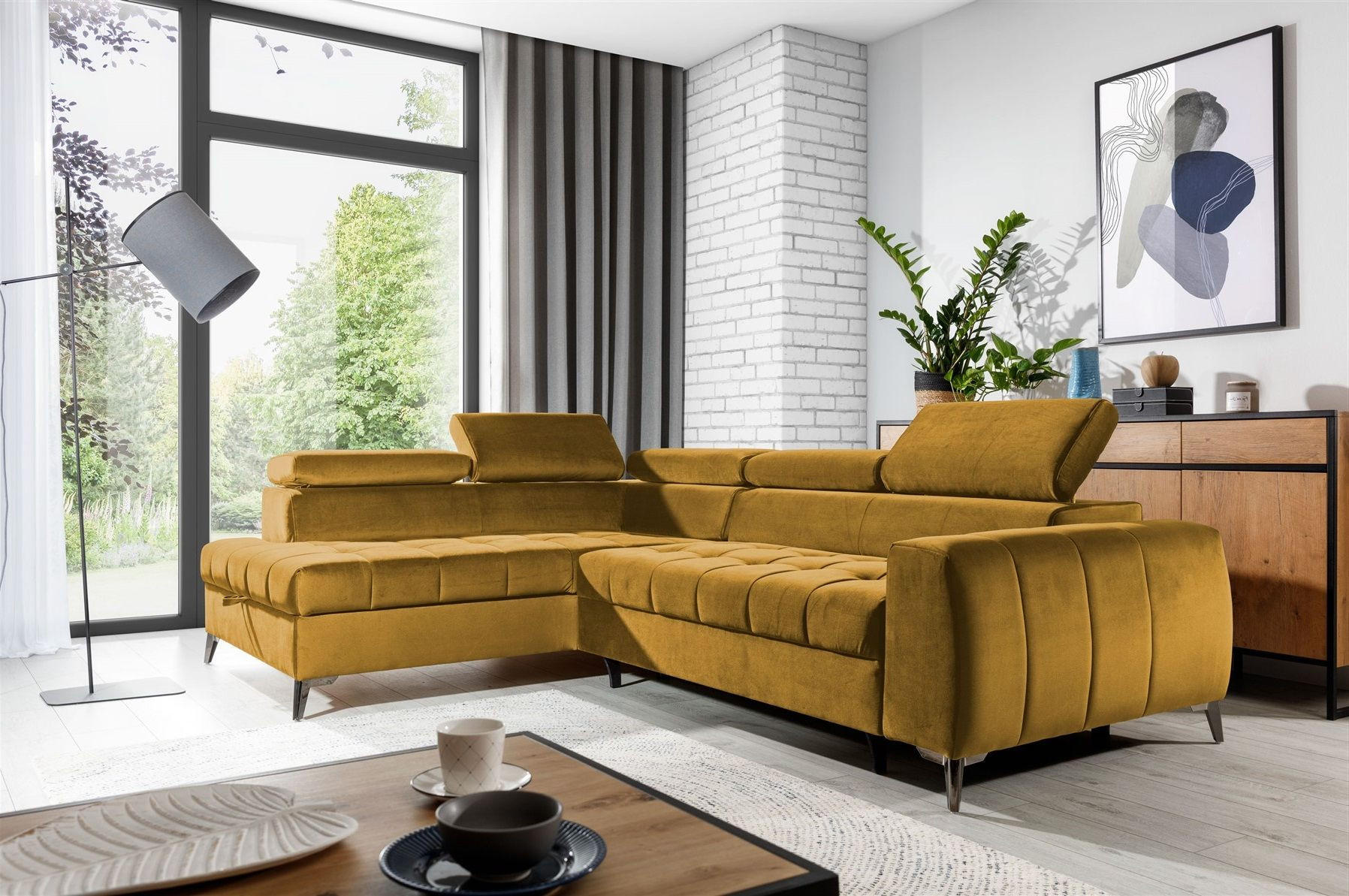 ECKSOFA Schlafsofa Agnesa In Salvador - Gelb, Holzwerkstoff/Textil (275/200cm) - Fun Möbel