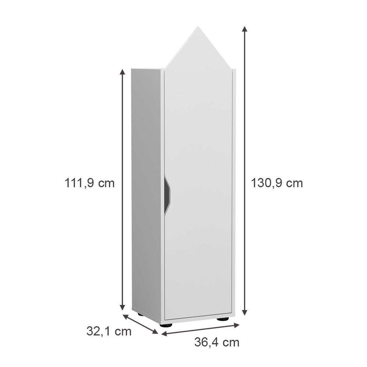 KINDERREGAL Estell Weiß 36.4 x 130.9 cm - Weiß, Holzwerkstoff (36.4/130.9/32.1cm) - Vicco