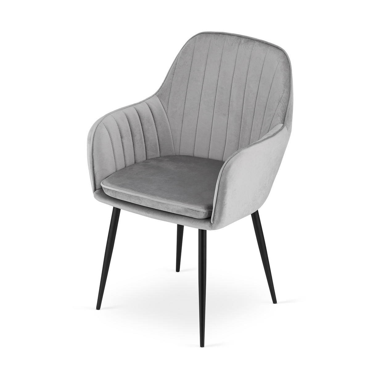 ESSZIMMERSTUHL Liv (2er-Set) - Silberfarben/Schwarz, Textil/Metall (56/86/57cm) - Home Collective