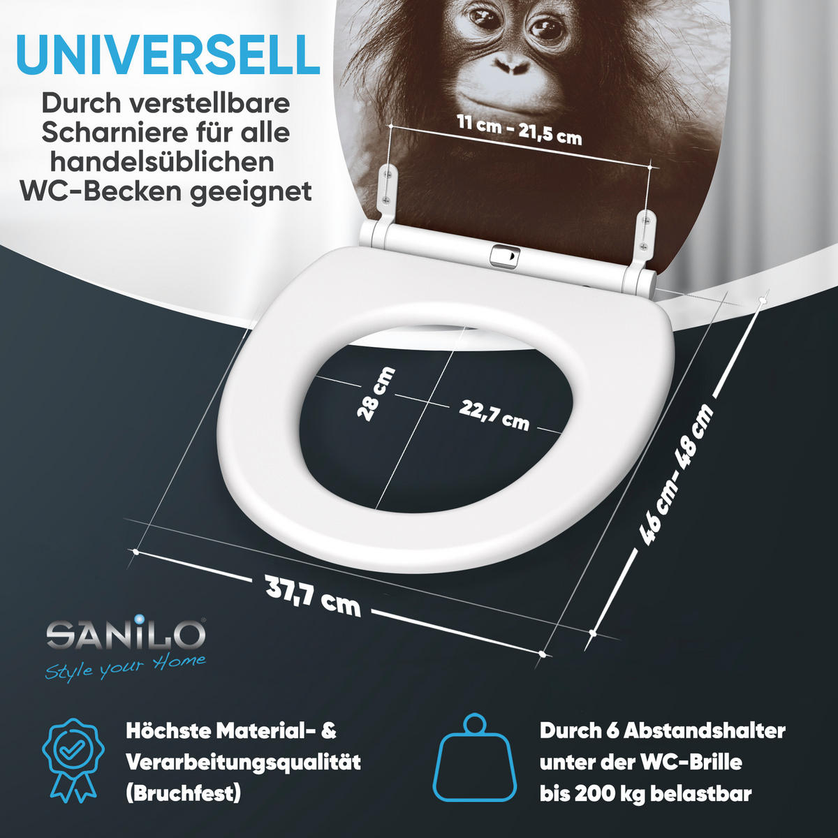 WC-SITZ mit Absenkautomatik & Top Fix Alfred - Braun, Holzwerkstoff (37.7/5.5/48cm) - Sanilo