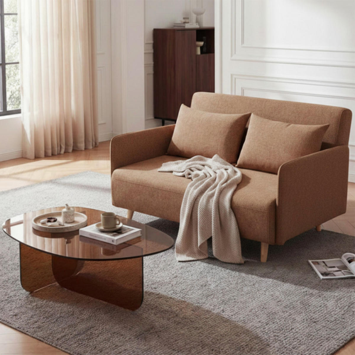 SCHLAFSOFA Rost - Rostfarben, Textil (132/80/88cm) - Drawer