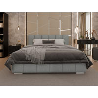 POLSTERBETT Zaira 180x200cm – Elegantes Polsterbett für modernen Wohnstil , Taschenfederkernmatratze Pocket KOKOS (20cm), Blaugrau - Blaugrau, Holz (180/200cm) - Homesy