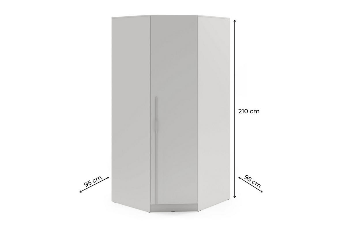 ECKKLEIDERSCHRANK BRISSO BR4 95/210/95 cm in Platingrau mit Metallgriffen - Grau, Holzwerkstoff/Metall (95/210/95cm) - Deine Möbel 24