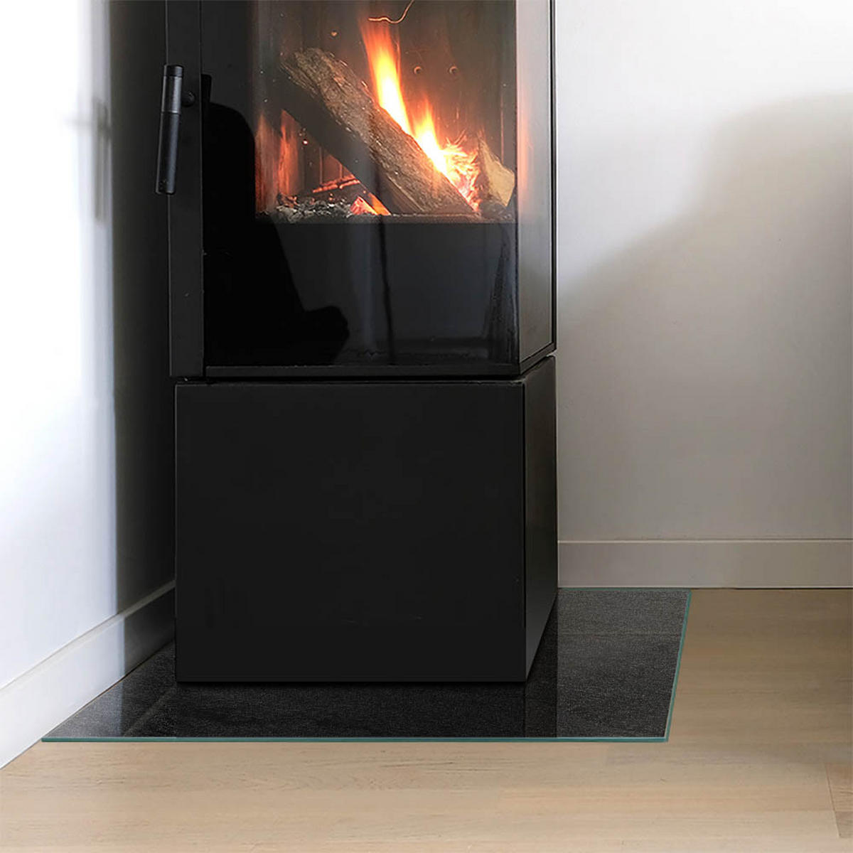 GLASPLATTE für Kamin 50 × 50 cm Schwarz - Schwarz, Glas (50/50/0.4cm) - ArtPrintCave